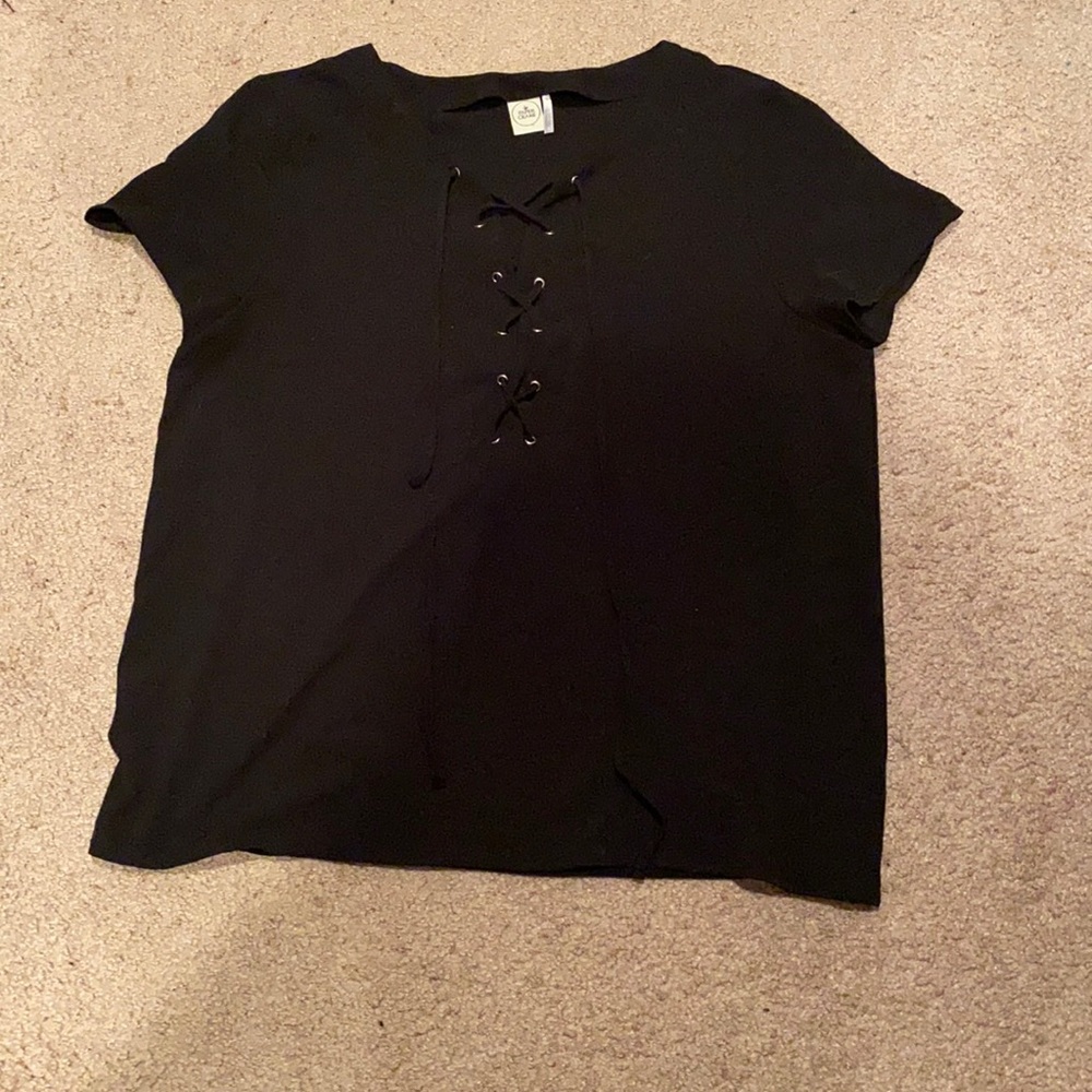 Black shirt with tie detail